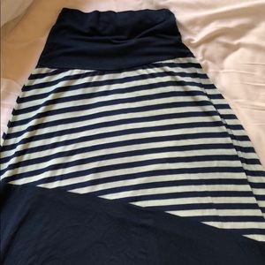 Navy and Mint Stripe Maxi Skirt